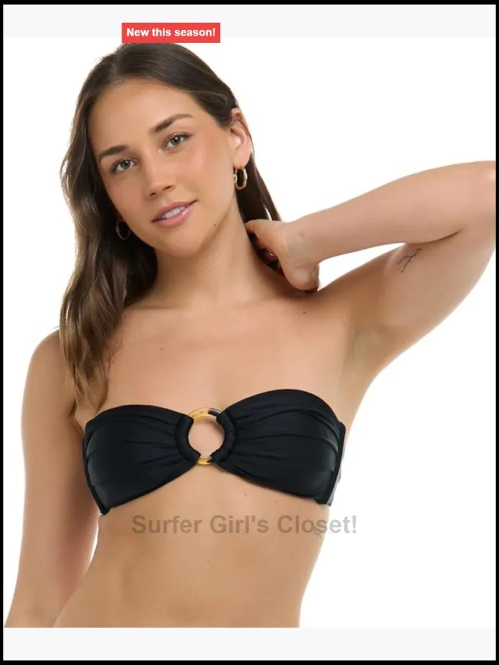 Women's Smoothies Irene Solid Bandeau Bikini Top with Sash-tie Back